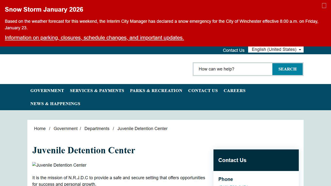 Juvenile Detention Center - City of Winchester, VA