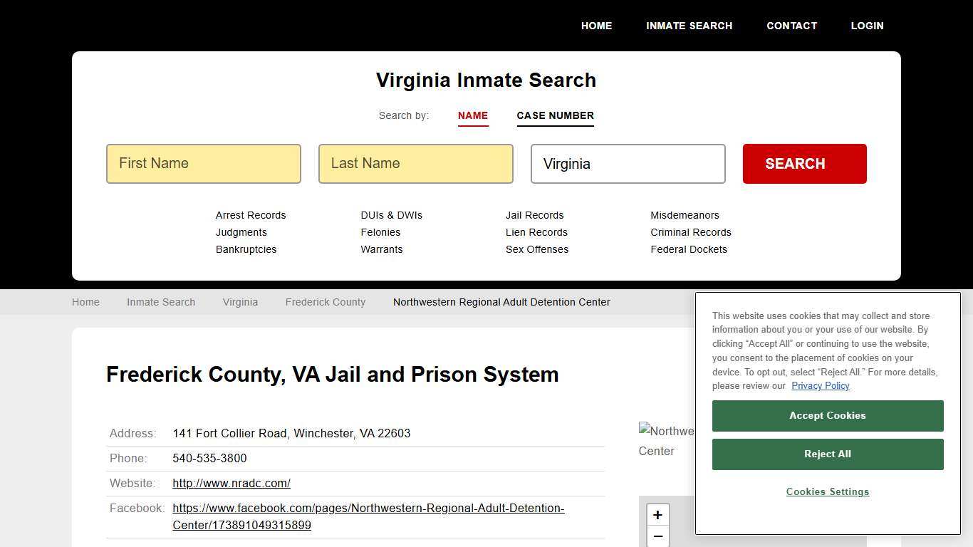 Northwestern Regional Adult Detention Center Inmate Records Search, Virginia - StateCourts